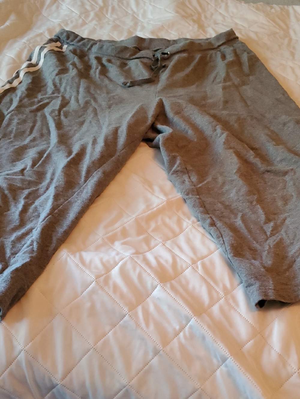 Gray Drawstring Sweatpants with Side Stripes